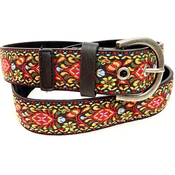 Woven/Embroidered Mandala Belt w/Silver Hardware - Size 40 - Unisex - Picture 4 of 6